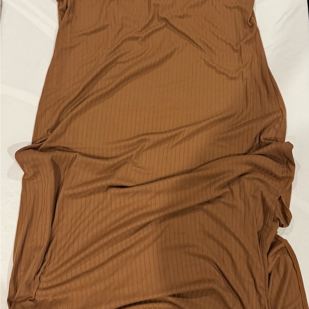 Absolutely Caramel Ribbed Maxi Dress